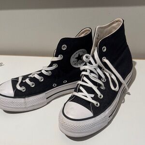Converse Black Canvas High-Tops with White Accents
